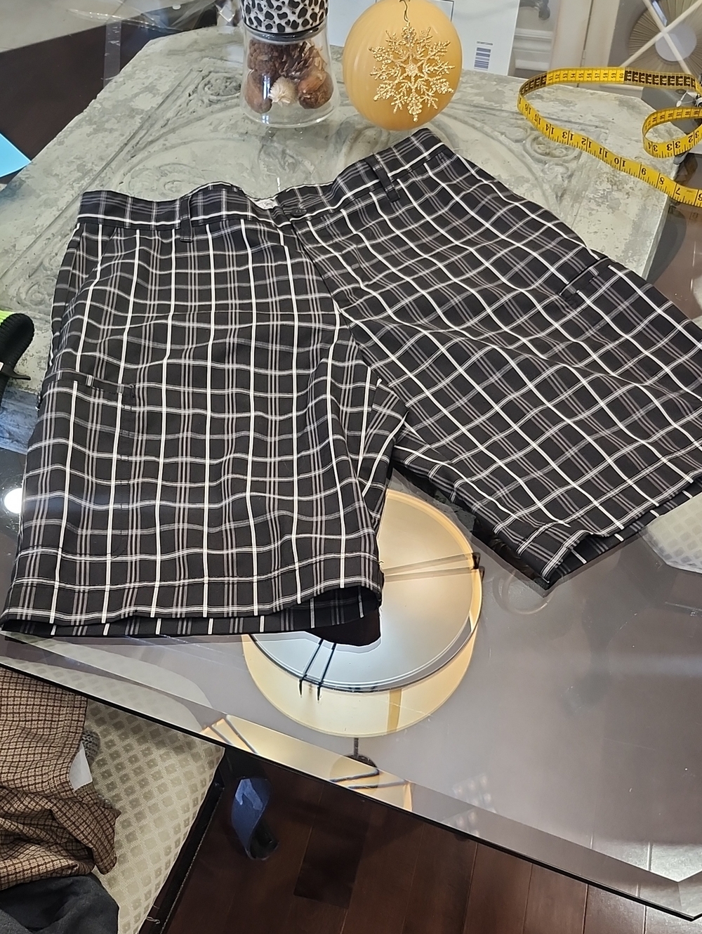 Adidas golf Performance Cargo Plaid Baggy Shorts 34 Black